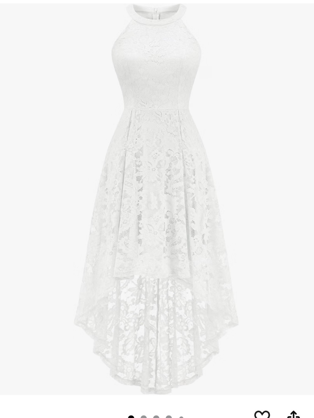 High-Low Lace Halter Dress in White